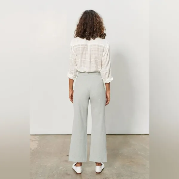 Mara Hoffman Hemp Organic‎ Cotton Arlene Pants Flare Leg Crop Green $362 Size 4 - Image 3