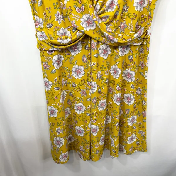 Candies XL‎ Mini Dress Yellow Floral Twist Front Sleeveless Preppy Boho 1039 - Image 4