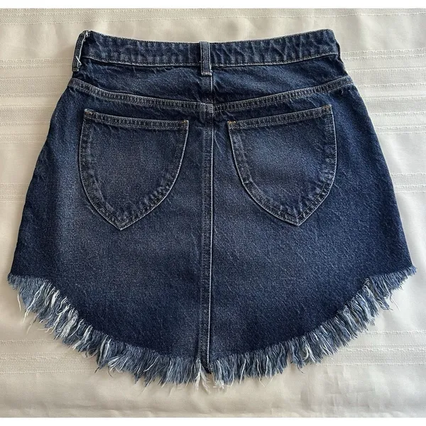 Free People High Waist Bailey Denim Mini skirt 26 - Image 6