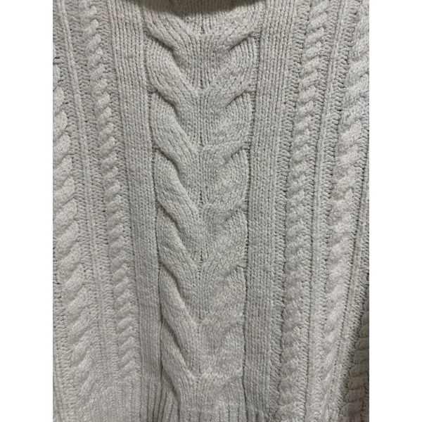 Anthropologie Pilcro Crop‎ Rolled Neck Cable Knit Sweater Ivory Women's Size Sm - Image 8