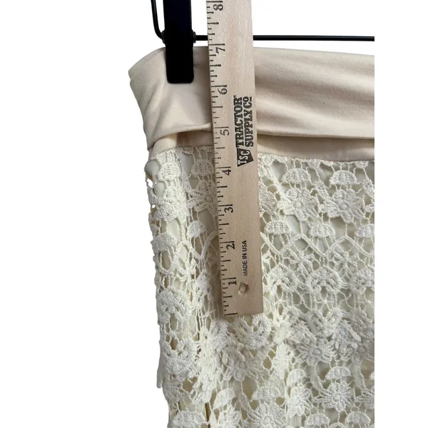 Solitaire Lace Maxi Skirt XS‎ Ivory Cream Crochet Boho Lined Cotton Indie - Image 6