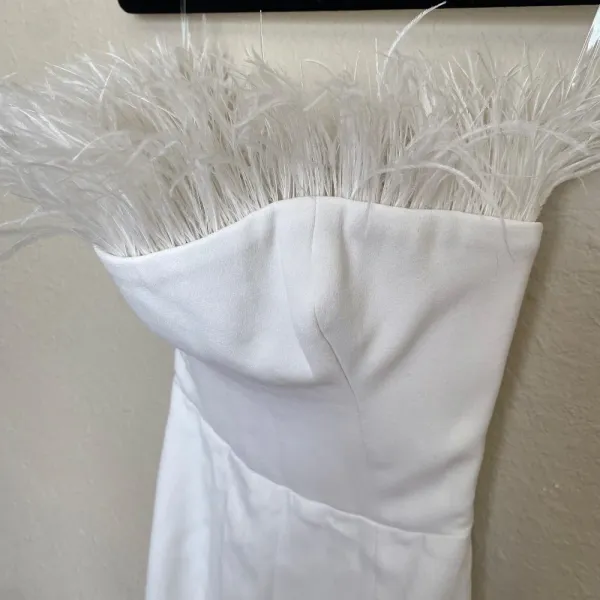 House of CB 'Bianca' White Feather Strapless‎ Dress NWOT size XS - Image 5