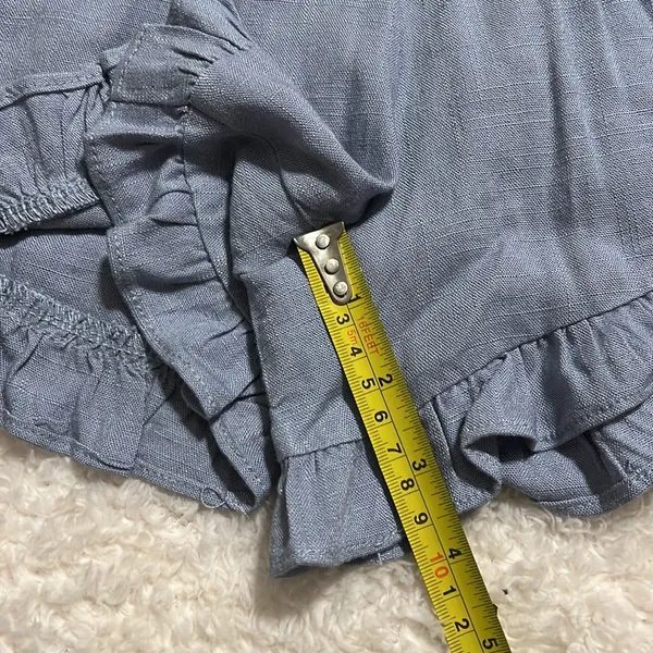 Umgee womens large linen blend baby blue ruffle shorts no pockets elastic waist - Image 4