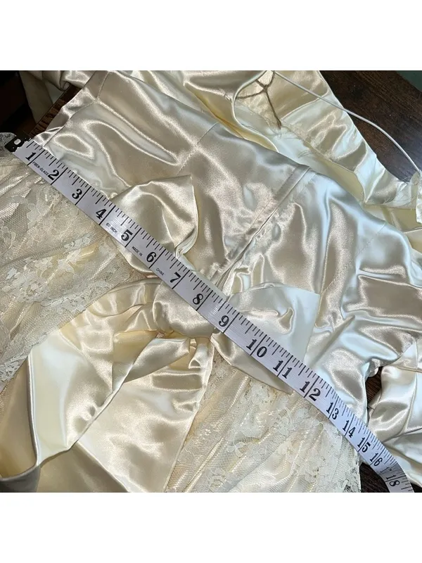 Vintage 50s Wedding Dress Ivory Lace Satin - Image 13