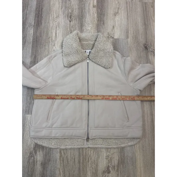 Athleta Westbound Sherpa Jacket Abalone Grey/Cream Full‎ Zip Plus Size 1X - Image 5