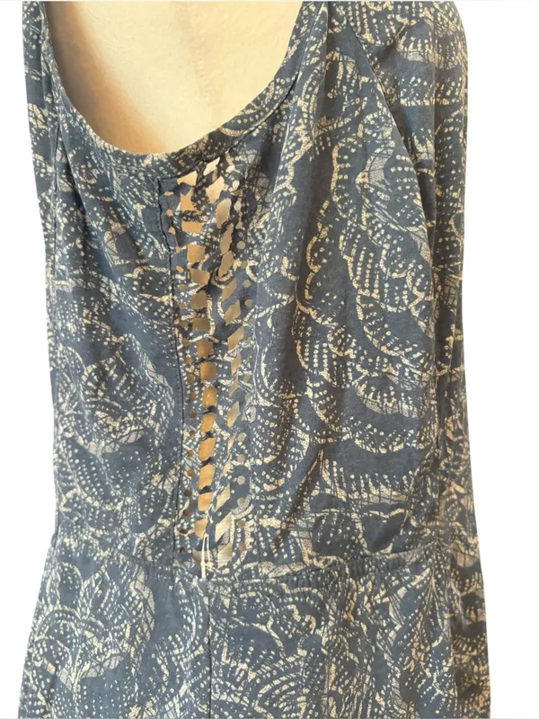 Toad And Co Sunkissed Cutout Dress Blueberry Batik Floral Print Womens Large - Image 5