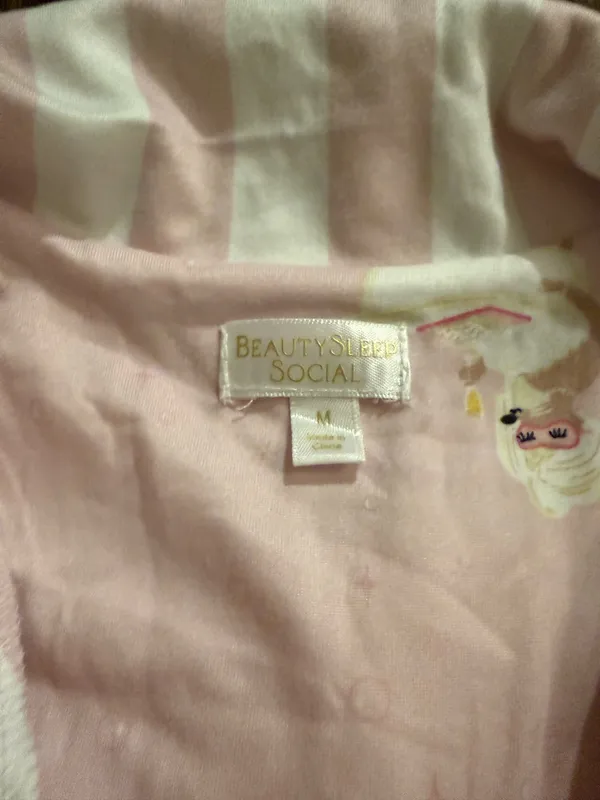 Pink Striped Patterned Long Sleeve Pajama Set Size M - Image 2