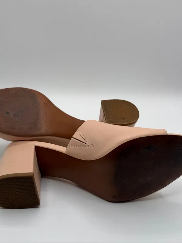Cole Haan Leather Mules Womens 7.5B Blush Pink Block Heel Open Toe Slides - Image 6