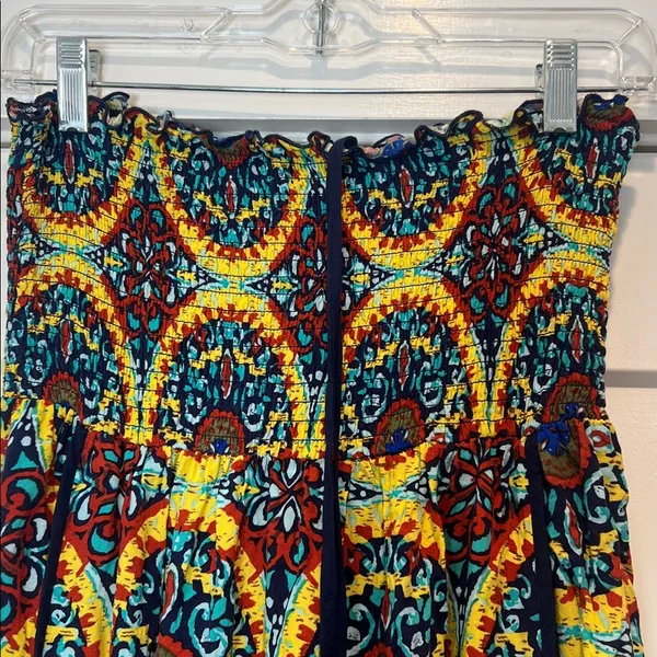 Band of gypsies Boho Patterned halter Maxi dress in Yellow and Blue size medium - Image 3