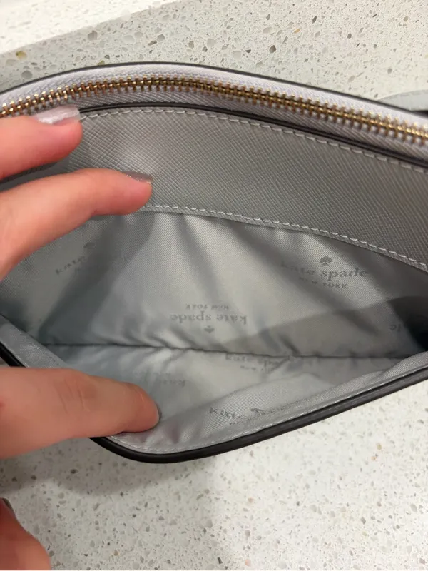 Kate Spade Grey Leather Crossbody Purse Women’s EUC - Image 4