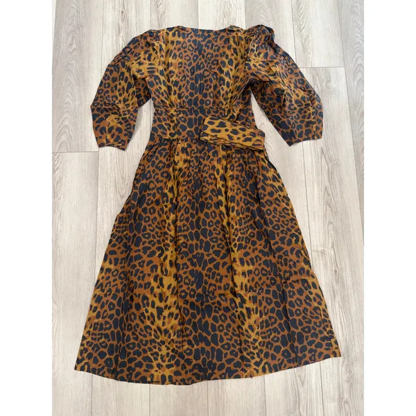 Tuckernuck Graciela Leopard Print Balloon Sleeve Midi Corset Dress 4 NWT $298 - Image 3