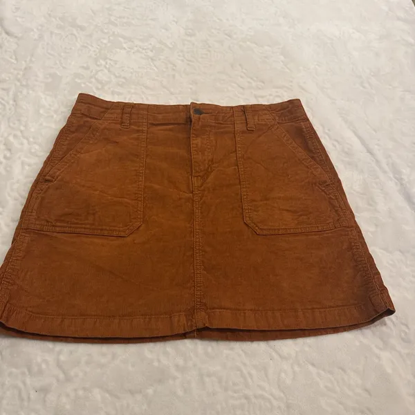 Old Navy Skirt Women 12 Brown Corduroy Cotton Stretch Zip - Image 2