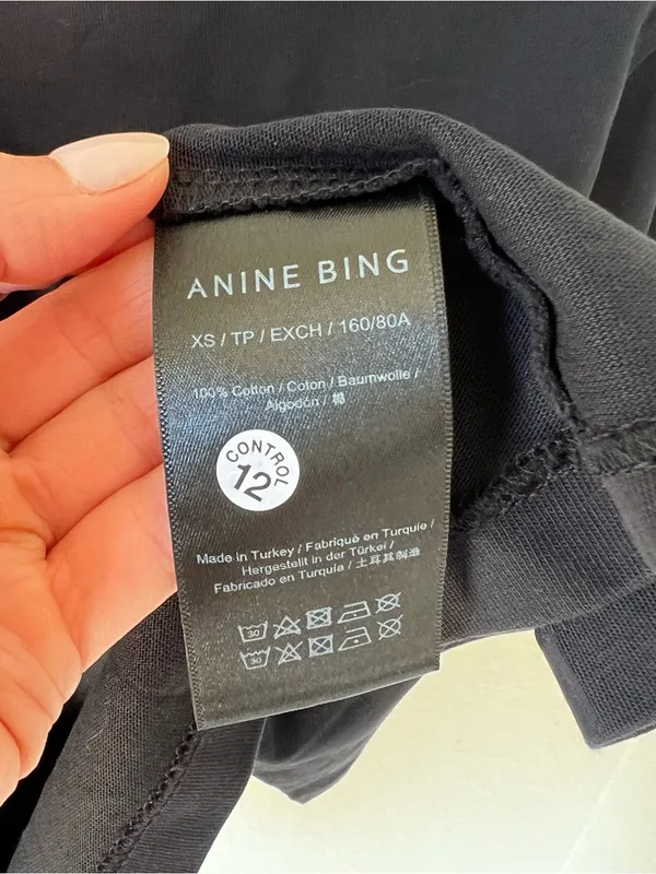 Anine Bing Myers Cropped Tee in Black NWT - Image 7