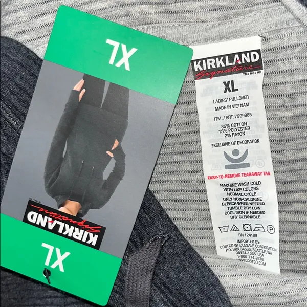 Kirkland Signature NWT Size XL Dark Gray Mock Neck Pullover Sweatshirt Top - Image 5