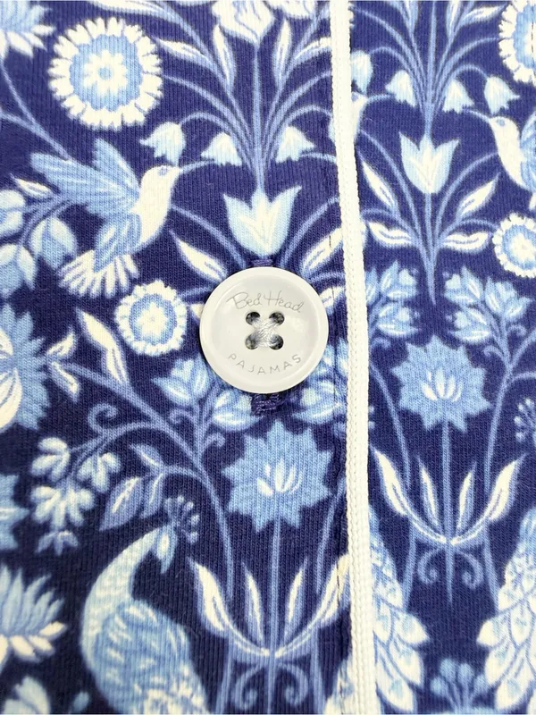 BedHead 3/4 Sleeve Classic PJ Set Bloomscape Blue Bird Floral Cropped Pajama Set - Image 9