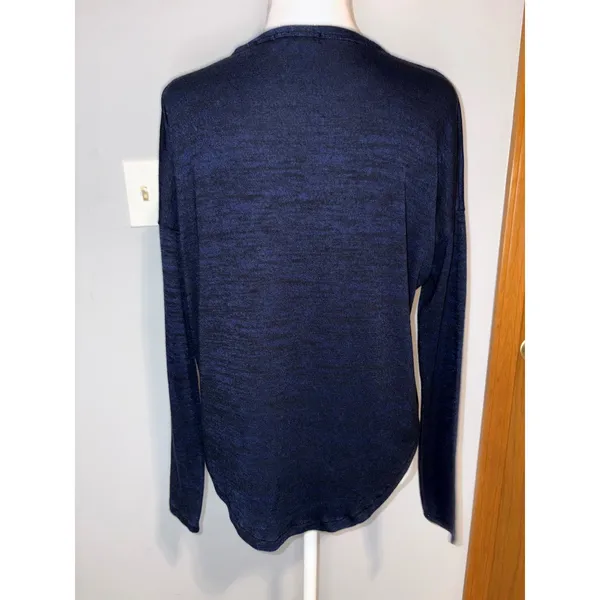 Rag & Bone Hudson‎ Navy Blue Space Dye Long Sleeve Relaxed Knit Top XS - Image 4