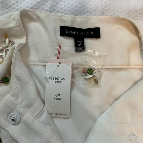 Banana-republic Women's Cream and White Dress - Image 2