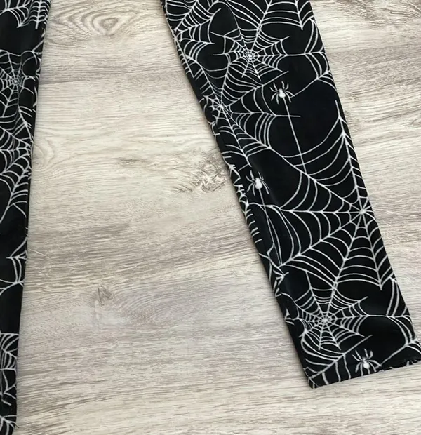 No Boundaries Black with White Spider & Web Print Soft Fleece Jr Size L (11-13) - Image 9