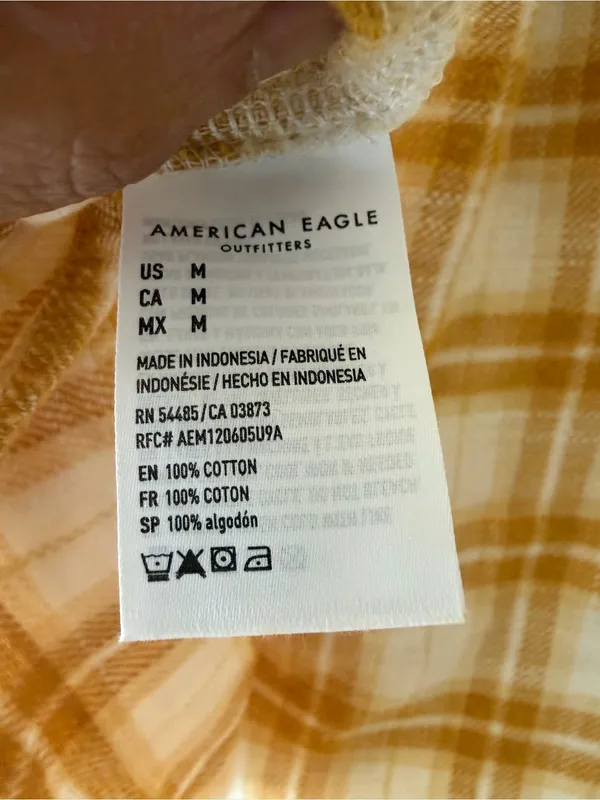 NWT American Eagle Outfitters Mustard Plaid Button-Down Shirt - Image 10