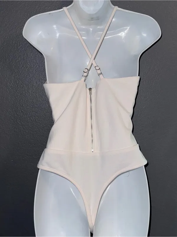 Windsor Cream White Lace V-Neck Bodysuit Top Womens Medium - Image 5