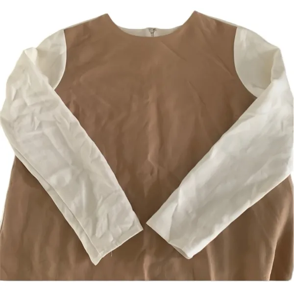 ASOS Womans Colorblock Tan White Long Sleeve Dress Size 10 - Image 5