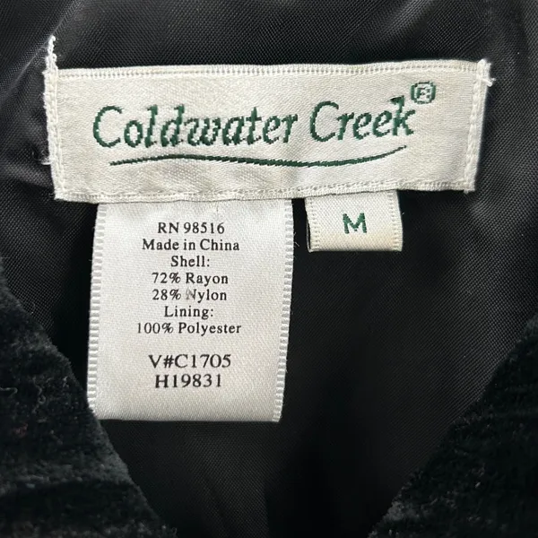 VTG Coldwater Creek Black Crushed Velvet Textured Whimsigoth Blazer Jacket Med‎ - Image 5