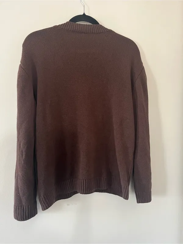 ASOS Chocolate Brown Oversized V Neck Knit Sweater Medium Fall Cozy Earthy - Image 5
