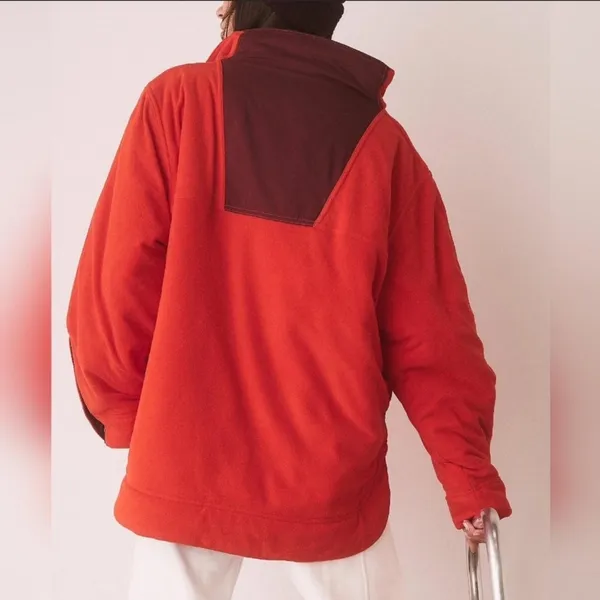 Free People FP Movement Climber Orange Fleece Oversized Jacket‎ Size L - Image 6