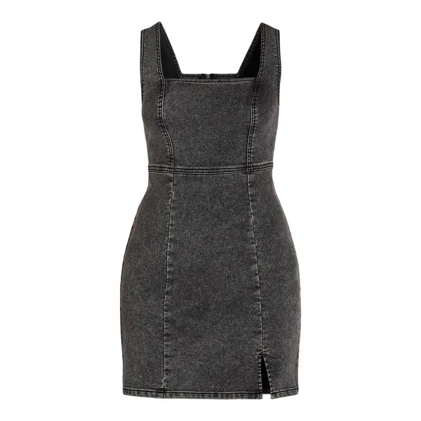 No Boundaries Womens Denim Dress Size M (8-10) Grey Wash Square Neck Pinafore - Image 4