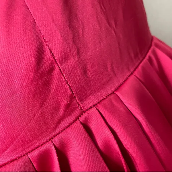 Vintage 1950s Dress A-Line Pink‎ Sleeveless Retro Satin FLAWS Handmade Zip-Up - Image 11