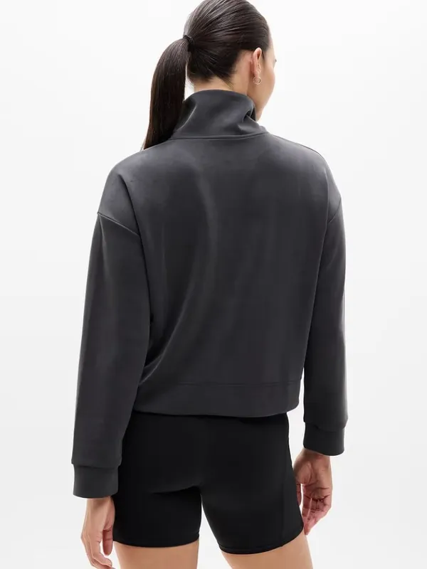 New Athleta XS Seasoft 1/4 Quarter Zip Sweatshirt Black X-Small Regular - Image 5