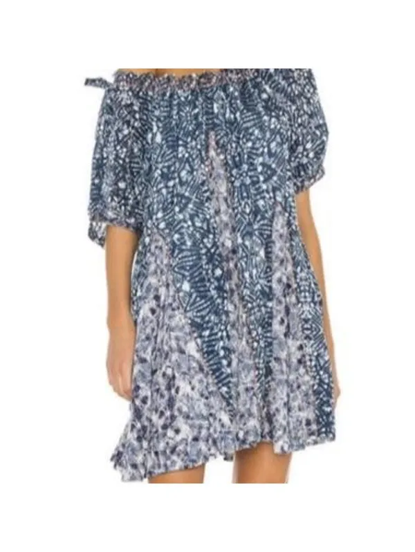 free people 100% cotton blue jet set mini dress with pockets size M - Image 3