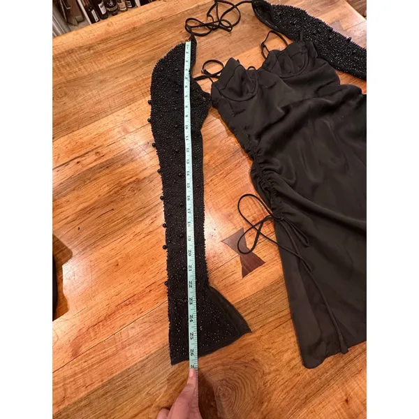 Oh Polly Black Mini Dress Long Sleeve Embellished US 0 UK 4 - Image 11