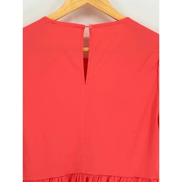 Adyson Parker Tiered Puff Sleeve Dress Womens Medium‎ Coral Babydoll Pockets - Image 5