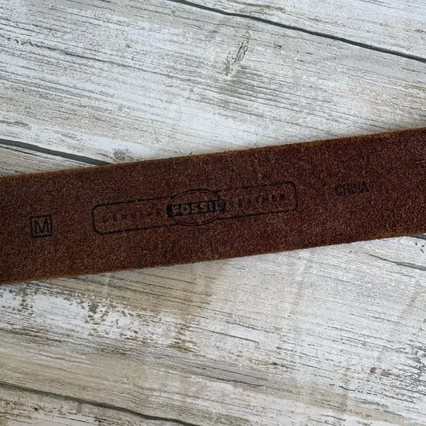 VTG Fossil Leather Belt‎ Brown Sz M Rhinestone Embellished Cowgirl Western y2K - Image 5