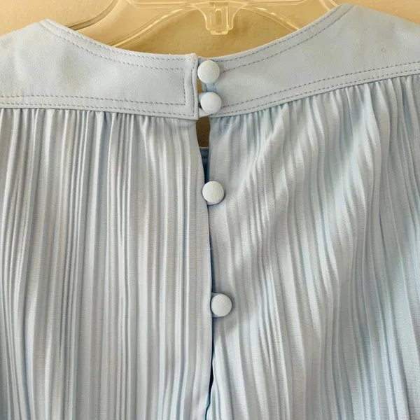 VTG‎ 1970 Sz 12 Dress Ruffled Multi Tiered Accordion Pleated Short Sleeve - Image 3