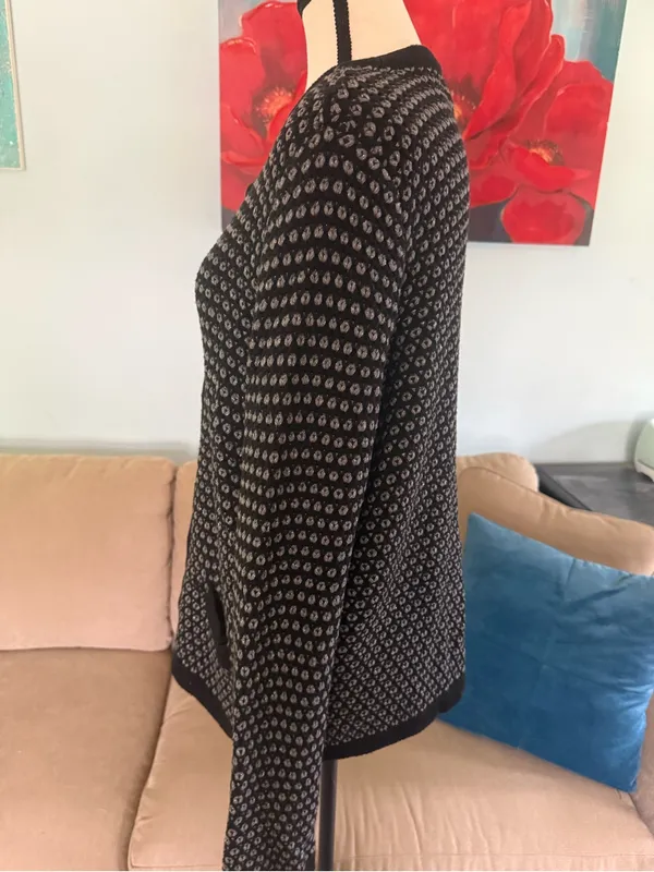 Banana Republic Womens XL Knit Button Front Geometric sweater Cardigan Pockets - Image 4