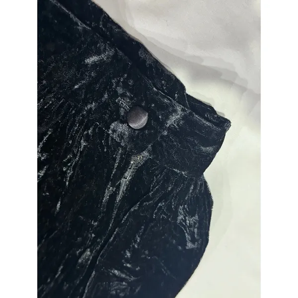 Black Crushed Velvet Midi Skirt Dark Romantic Whimsigoth XS - Image 2