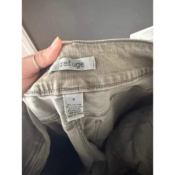 Refuge Y2k Womens Olive Green Distressed Skinny Jeans‎ High Rise Cropped Size 4 - Image 5