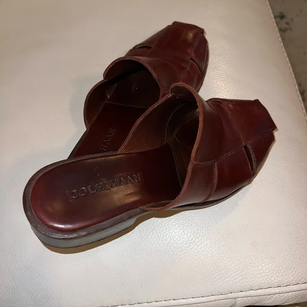 Cole Haan Brown Leather Slide Mules 90s Chic - Image 5