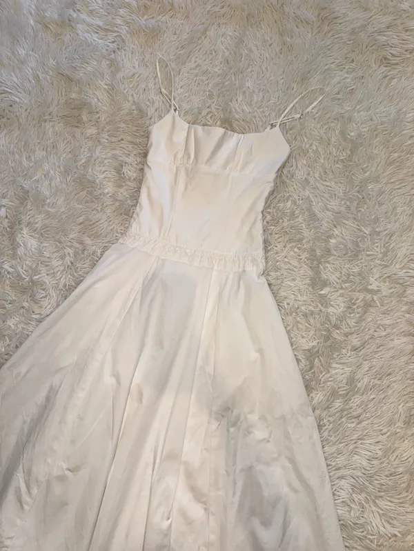 NEW HOUSE OF CB Liora Eyelet Trim Cotton Midi White Dress sz XS - Image 6