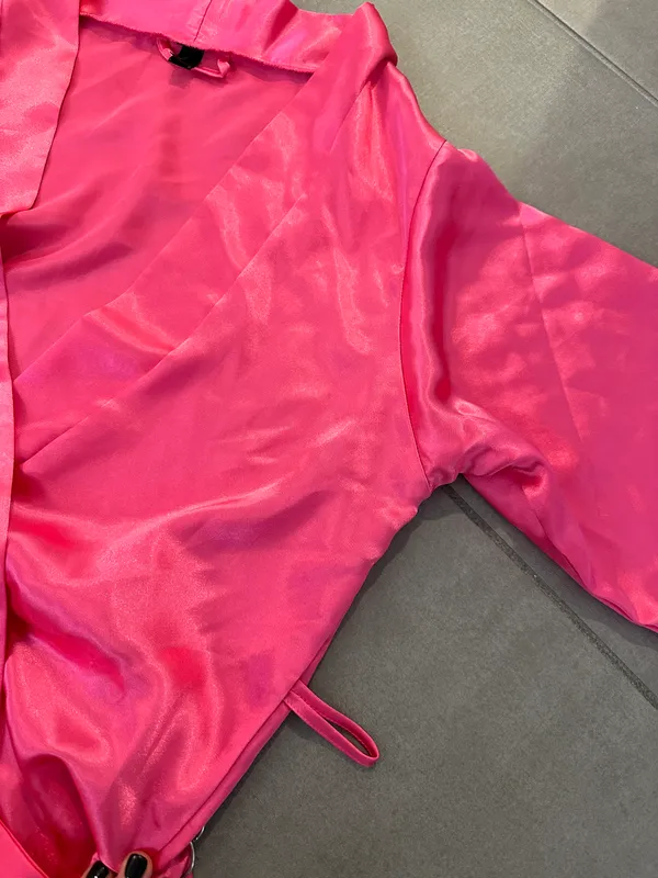 Boutique Pink Silk Robe - Image 3
