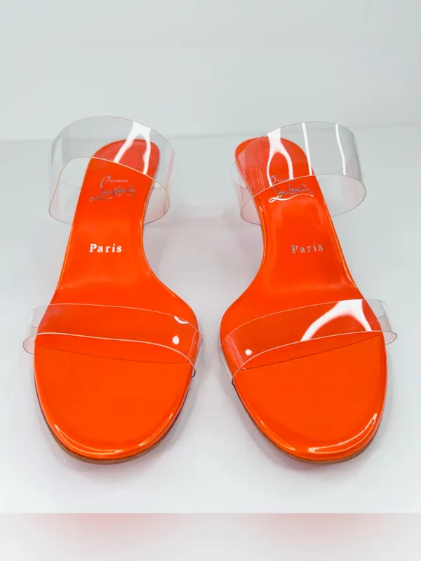 Christian Louboutin Just Nothing 55mm PVC Mules Patent Leather Pumps Size EU 38 - Image 8