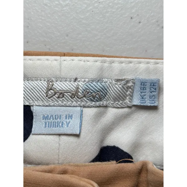 Boden Khaki Cropped‎ Capri Pants Cotton Stretch Tab Front Career 12R - Image 3