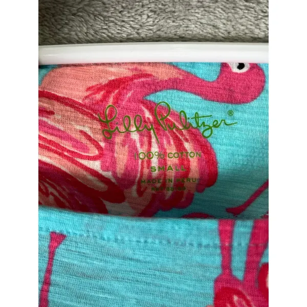 Lilly Pulitzer Cassie Flamingo Print Cotton Shift Dress 3/4 Sleeve Size Small - Image 5