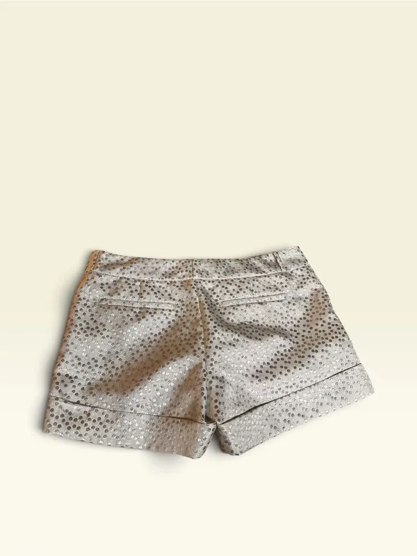 Banana Republic Ryan Fit Silver White Polka Dots Metallic Cuffed Shorts Size 12 - Image 2
