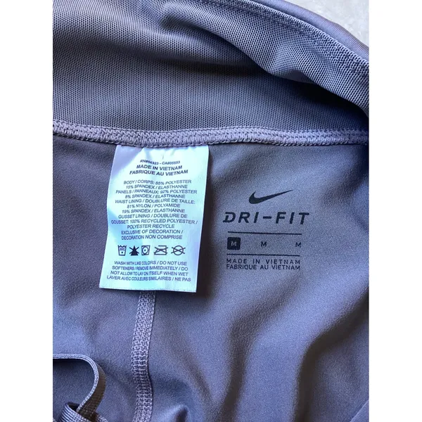 Nike Dri-FIT Womens Purple Crop Running Leggings Mesh Zipper Pocket Size M - Image 7