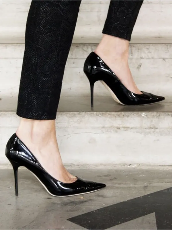 Jimmy Choo • Abel black patent leather pump stiletto heel 100mm point toe - Image 5