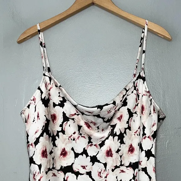 Express Satin Cami Size Large Floral Silky Tank Y2K Coquette Romantic Feminine - Image 2