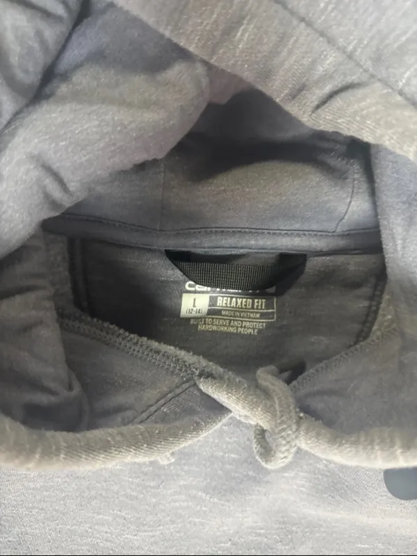 Carhartt Slate Gray Logo Hooded Sweatshirt - Image 3